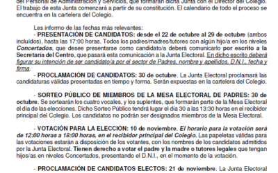 Circular dirigida a Padres: Renovación parcial del Consejo Escolar