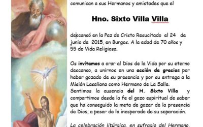 Fallecimiento del Hno. Sixto Villa Villa
