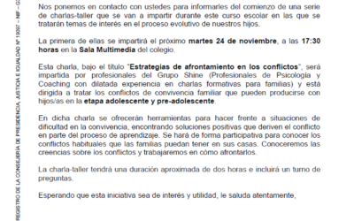 Charla organizada por el AMPA «Estrategias de afrontamiento en los conflictos”