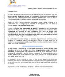 Inscripción en la charla on-line sobre Nuevas Tecnologías dirigidas a padres y madres