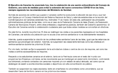 Comunicados con motivo de la situación del Coronavirus COVID-19