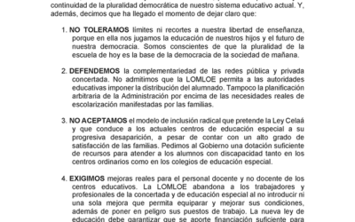 Manifiesto del 22N Más Plurales en la manifestación con Vehículos en más de 30 ciudades por la libertad de enseñanza y la pluralidad