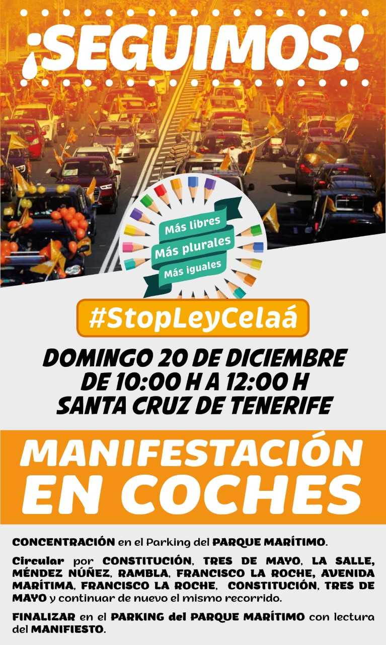 CARTEL MANIFESTACION EN COCHE TENERIFE