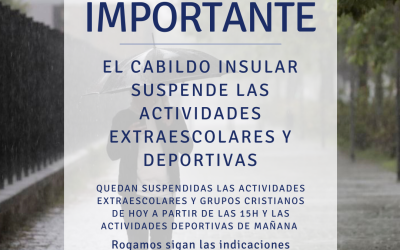 Suspensión de las actividades extraescolares y grupos cristianos por fenómenos meteorológicos adversos