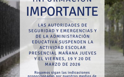 Suspensión de las actividad escolar por fenómenos meteorológicos adversos
