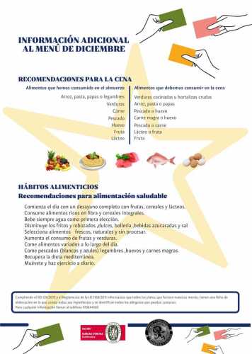 INFORMACIÓN ADICIONAL MENÚ DICIEMBRE 2023