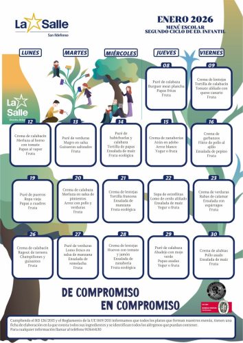Menú escolar Segudo Ciclo de Infantil - enero 2026