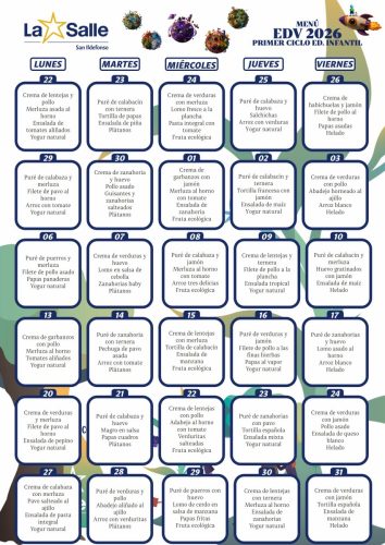 Menú EDV junio 2026 - 1º Ciclo Educación Infantil 