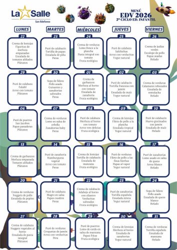 Menú EDV junio 2026 - 2º Ciclo Educación Infantil 
