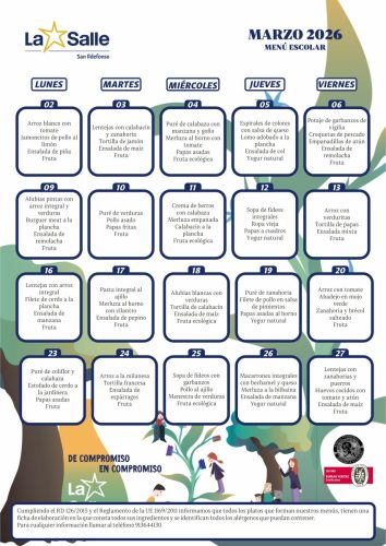Menú marzo 2026