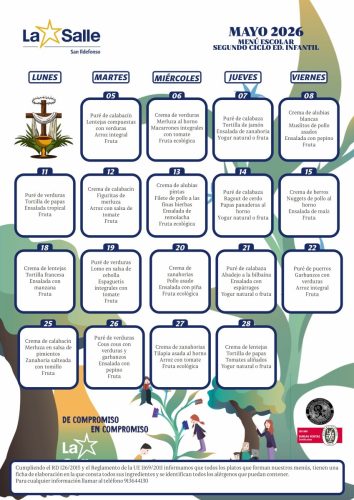 Menú mayo 2026 - 2º Ciclo Educación Infantil
